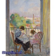 TSD3527 - Tranh sơn dâu hai mẹ con đang thêu